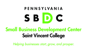 Logo of the Pennsylvania Small Business Development Center (SBDC) at Saint Vincent College, promoting support for business growth and prosperity.