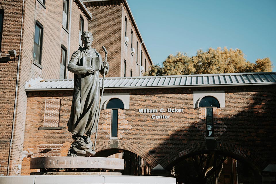 Photo of Saint Benedict Statue on campus