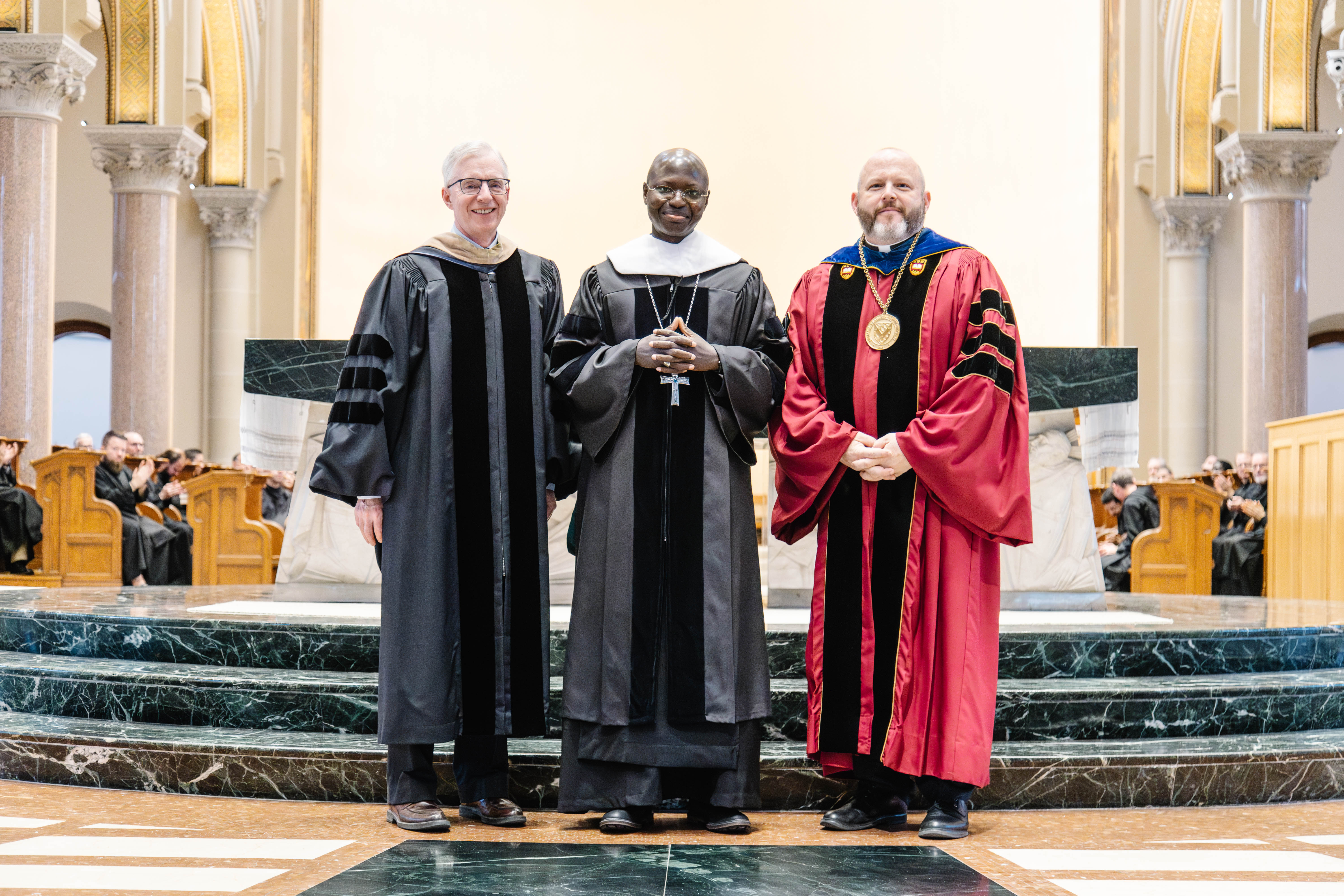 Abbot Olivier-Marie Sarr receives honorary degree, delivers Honors Convocation address