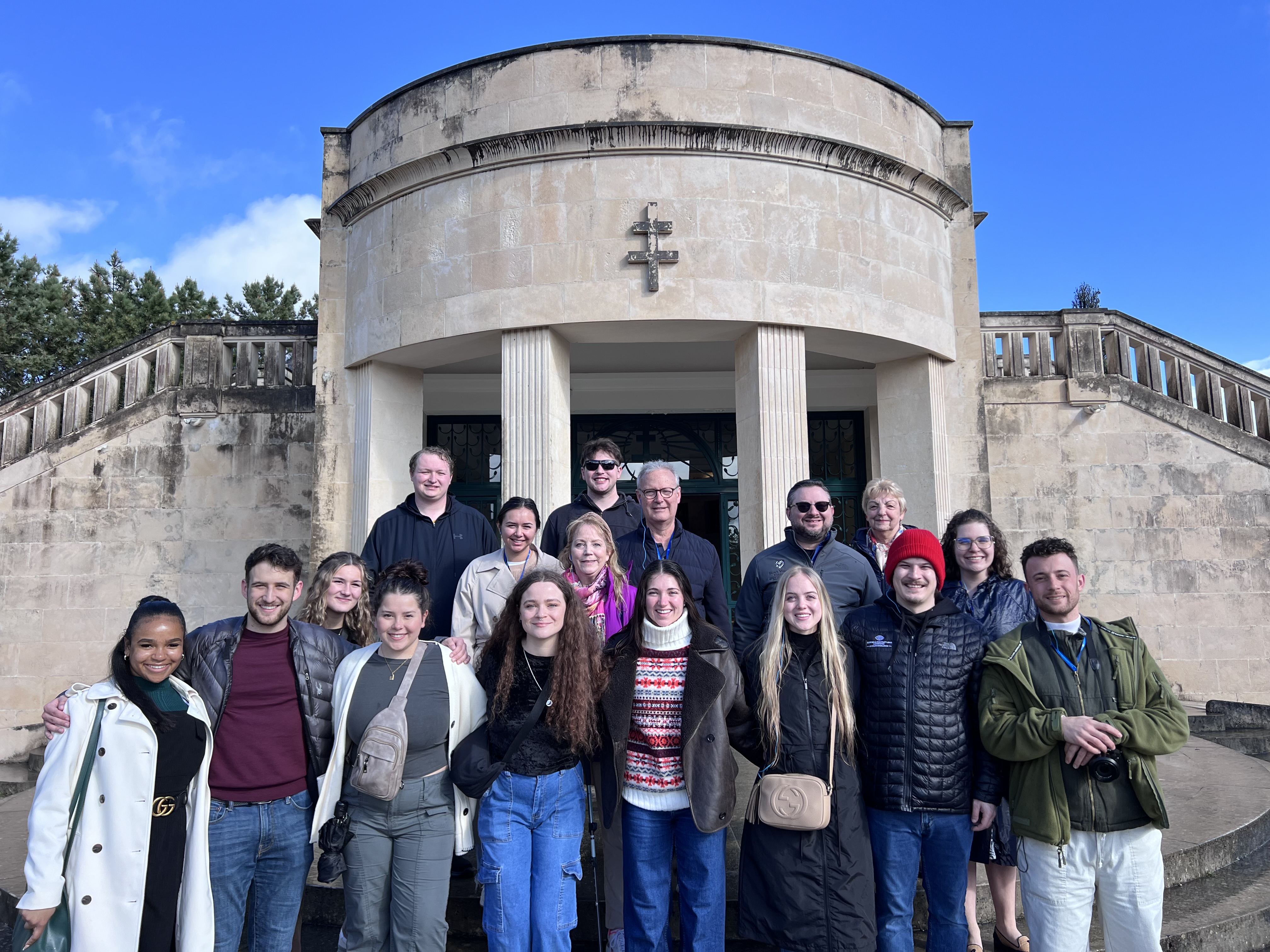 The group from Saint Vincent’s McKenna School at a tour stop in Fatima, Portugal