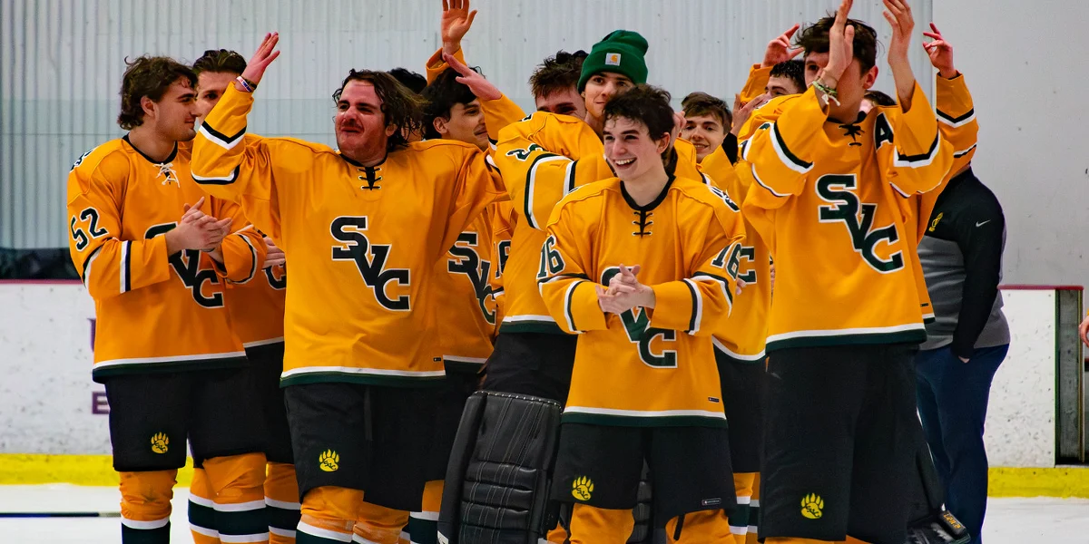 SVC ice hockey club sport team celebrates a win