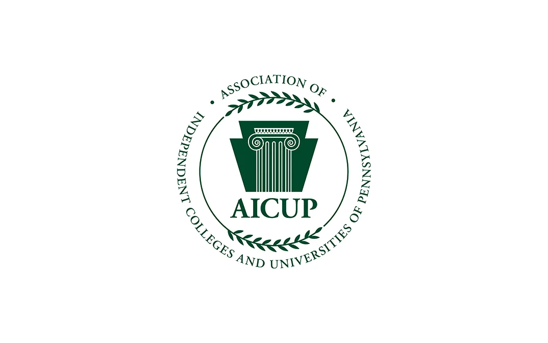 Logo of the Association of Independent Colleges and Universities of Pennsylvania, featuring a classic column design surrounded by laurel leaves.