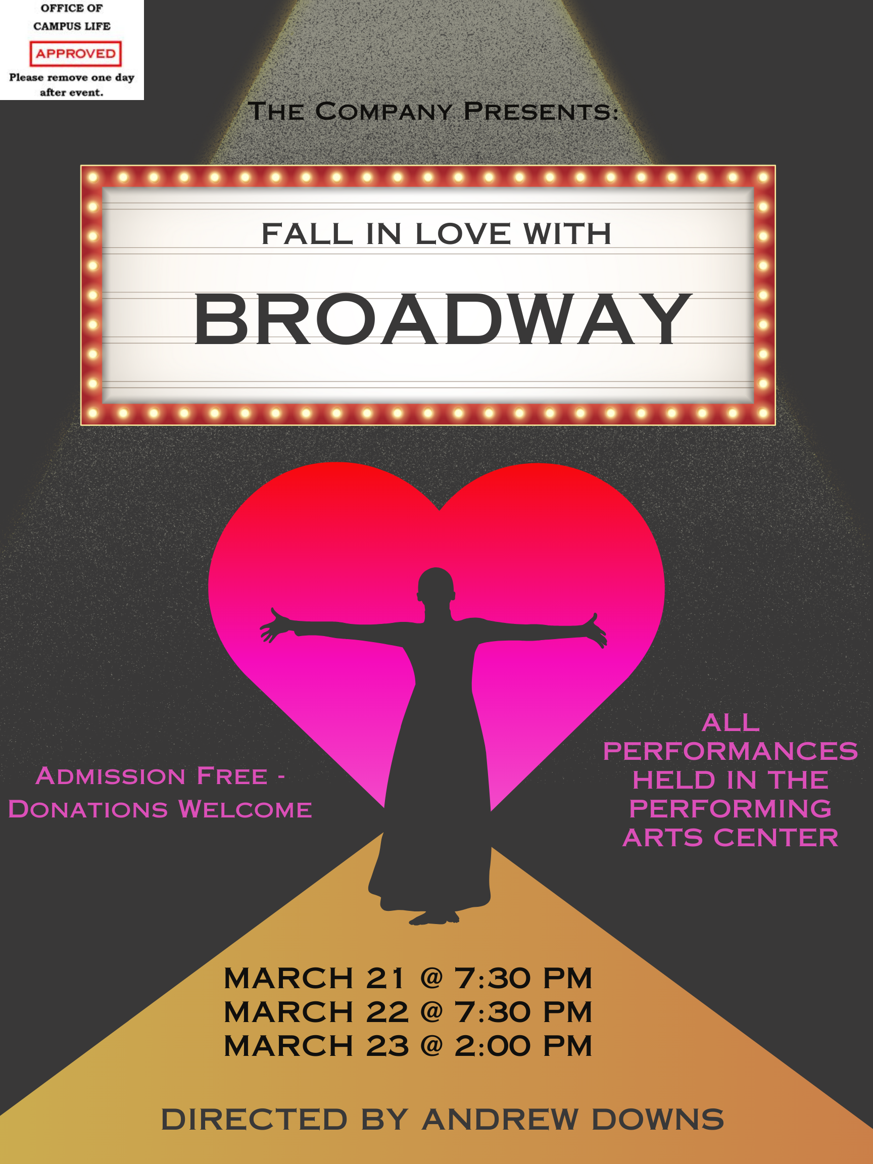 fall in love with broadway student theater production